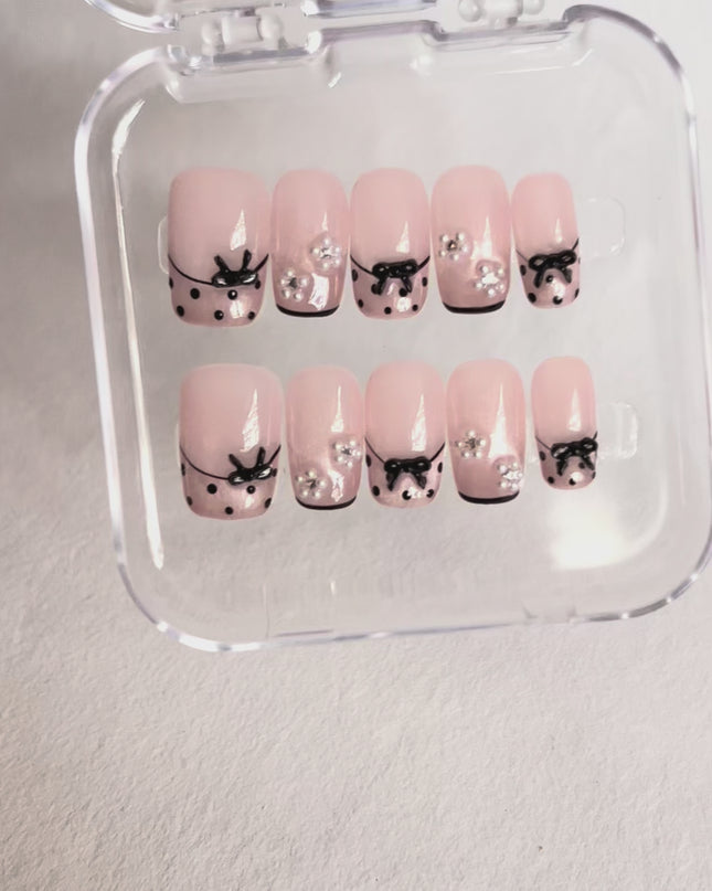 Pink Polka Press On Nails