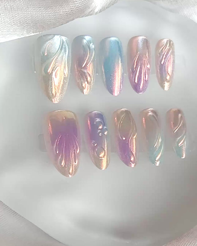 Mermaid Chrome Press on Nails