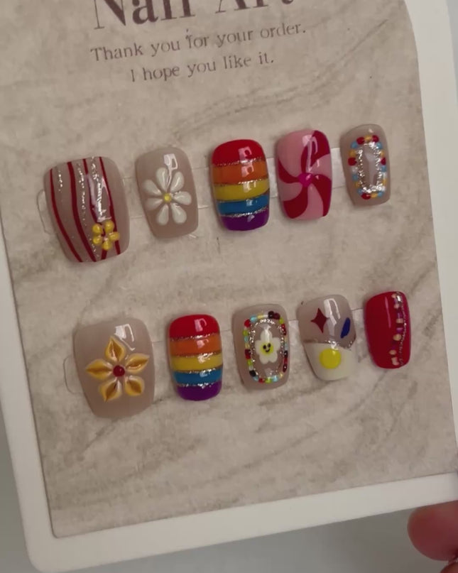 Y2K Rainbow Press-On Nails