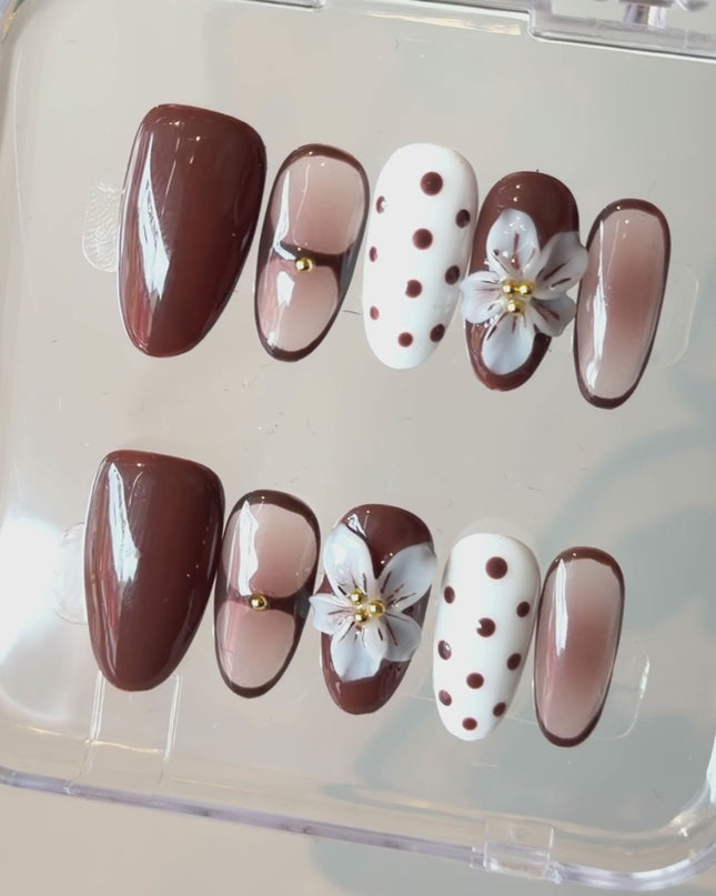 Brown Almond Press On Nails