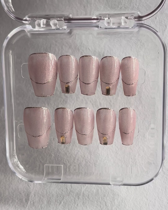 Nude Glitter Press On Nails