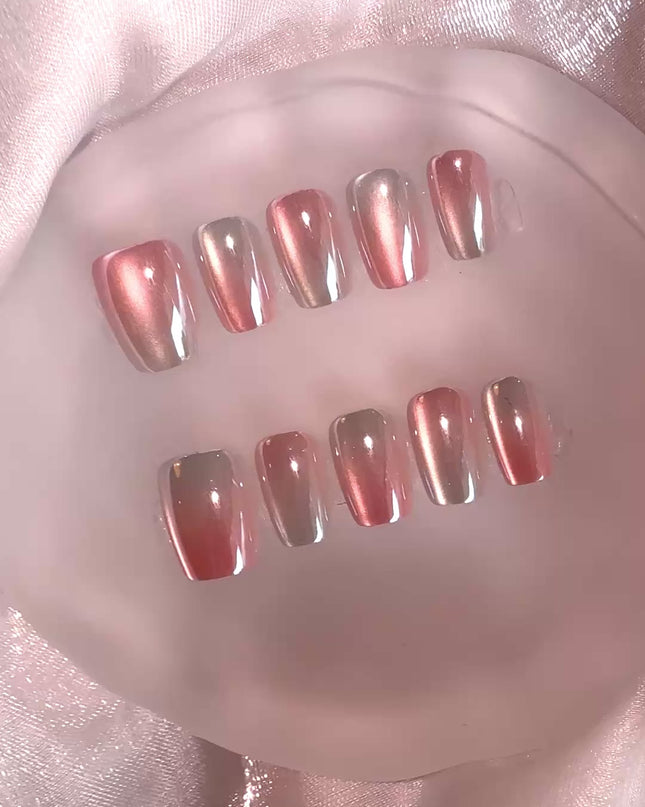 Pink Chrome Press on Nails