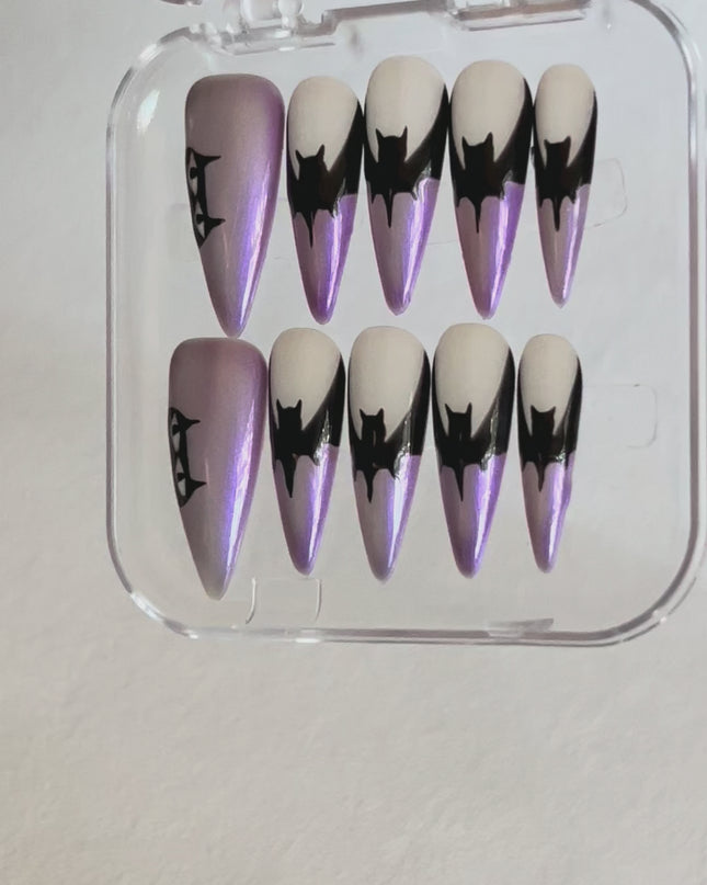 Cat Eye Bat Press On Nails