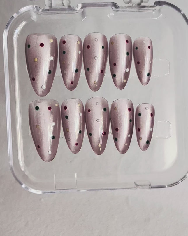 Polka Dot Cat Eye Press On Nails