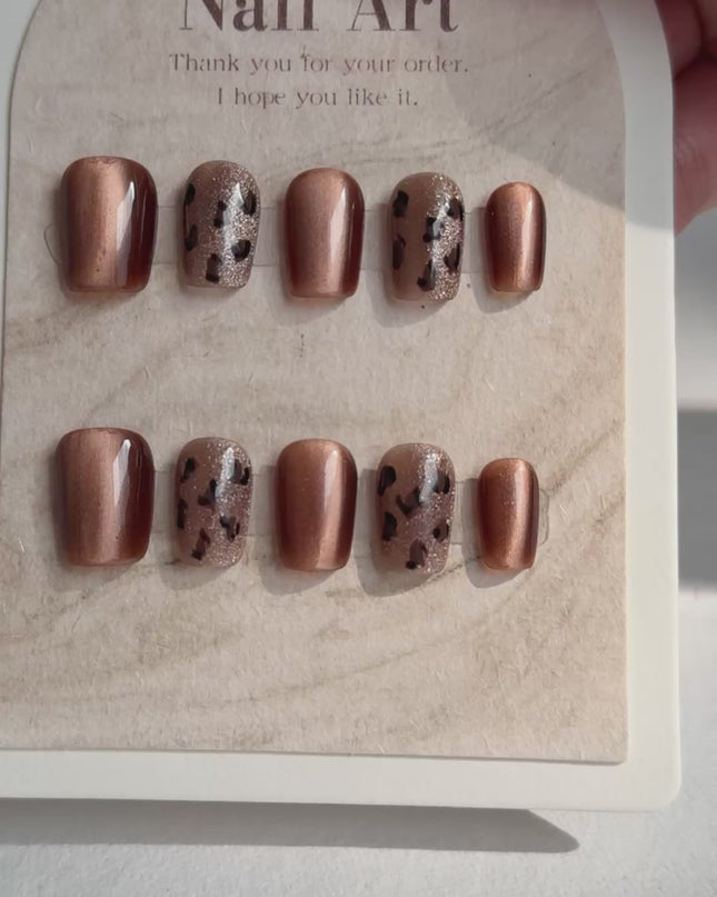 Bronze Leopard Press On Nails