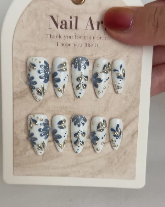 Porcelain Bloom Press-On Nails
