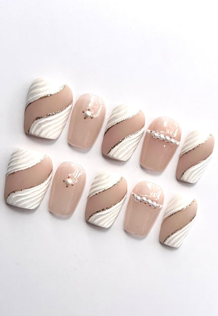 Swirl Pearl Press On Nails