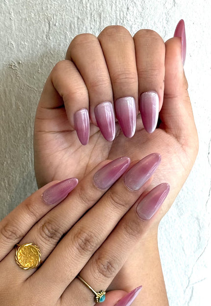 Pink Ombre Almond Press On Nails