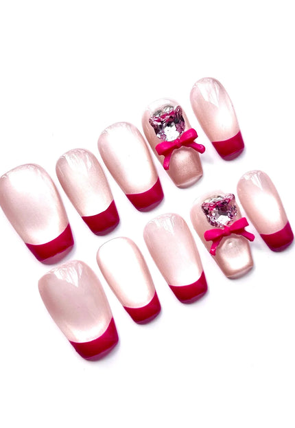 Red French Tip Press On Nails