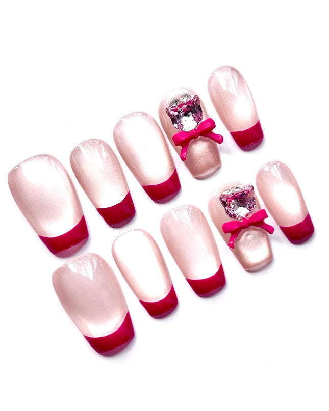 Red French Tip Press On Nails