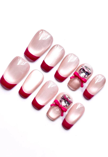 Red French Tip Press On Nails