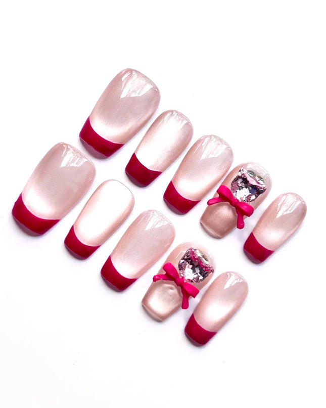 Red French Tip Press On Nails