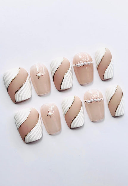 Swirl Pearl Press On Nails