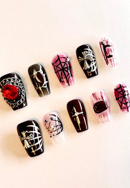 Gothic Ruby Press on Nails