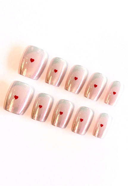 Heart Pink Press on Nails