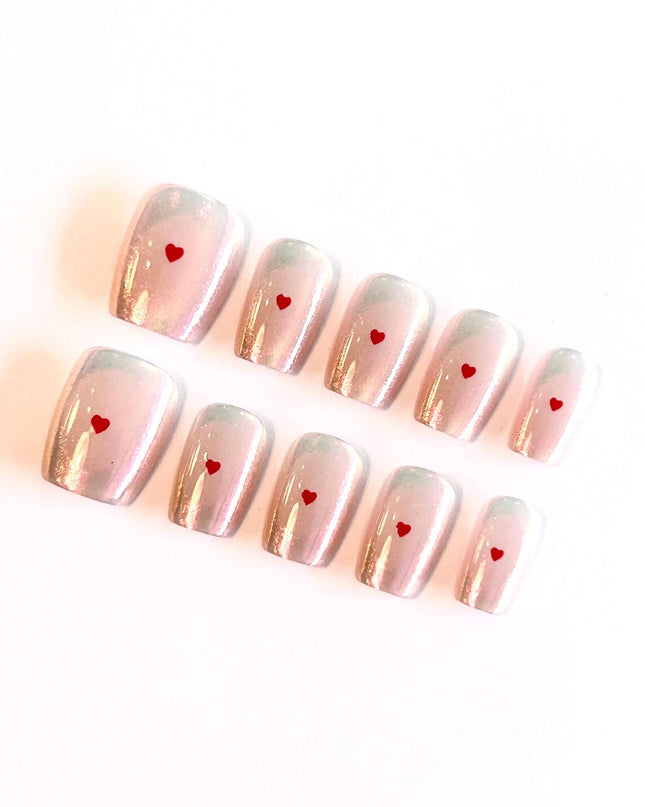 Heart Pink Press on Nails