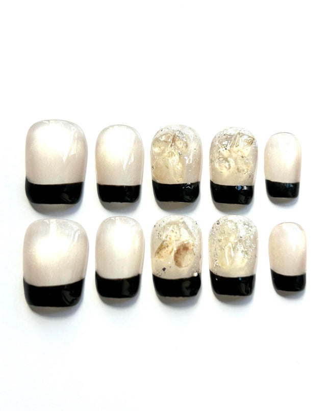 Black French Tip Press on Nails