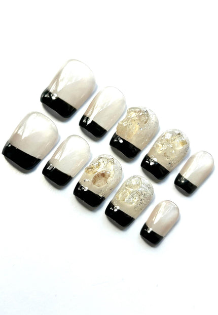 Black French Tip Press on Nails