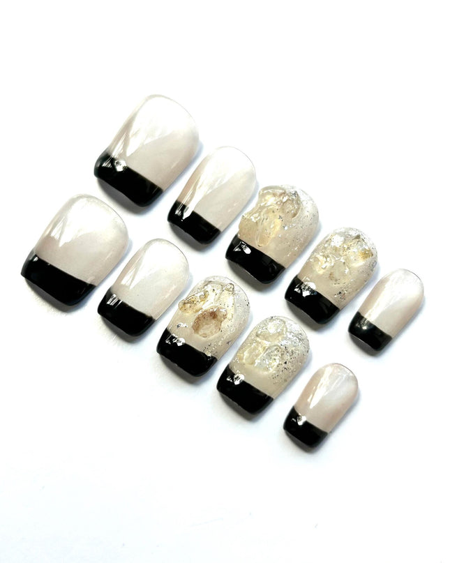 Black French Tip Press on Nails