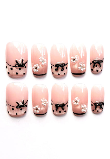 Pink Polka Press On Nails
