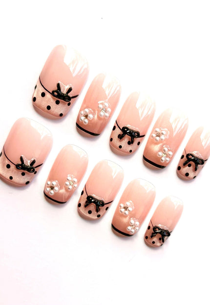 Pink Polka Press On Nails