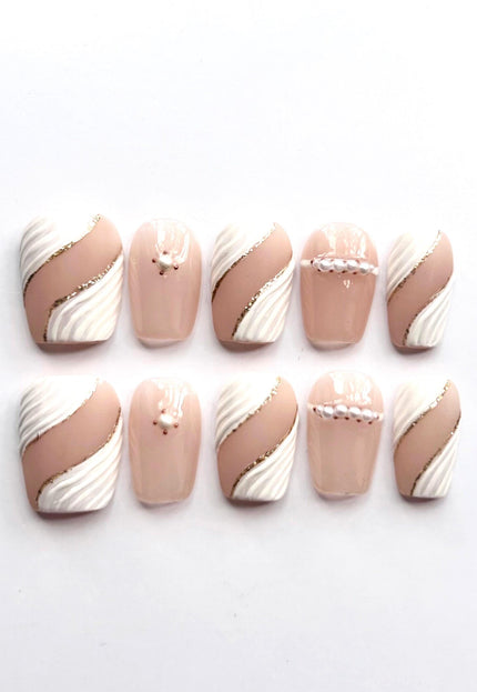 Swirl Pearl Press On Nails