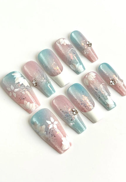 Frosted Bloom Press-On Nails