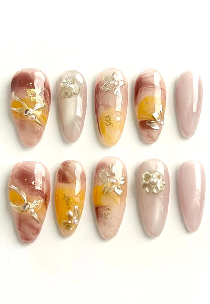 Amber Swirl Press On Nails