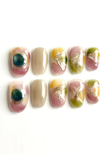 Mist Marble Press On Nails