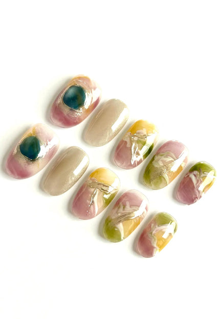 Mist Marble Press On Nails