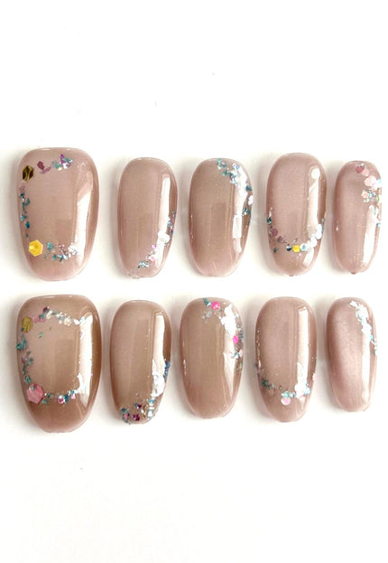 Mocha Sparkle Press-On Nails
