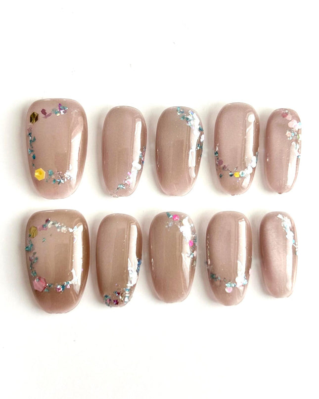 Mocha Sparkle Press-On Nails