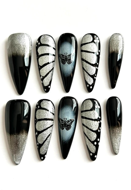 Black Butterfly Press On Nails