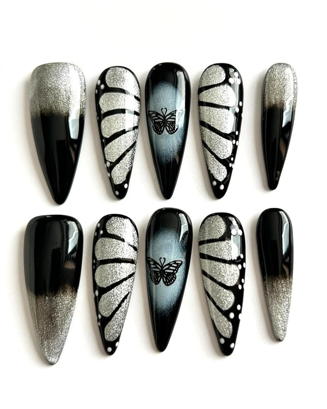 Black Butterfly Press On Nails