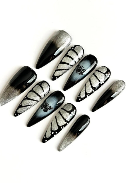 Black Butterfly Press On Nails