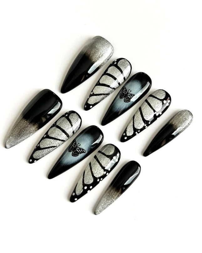 Black Butterfly Press On Nails