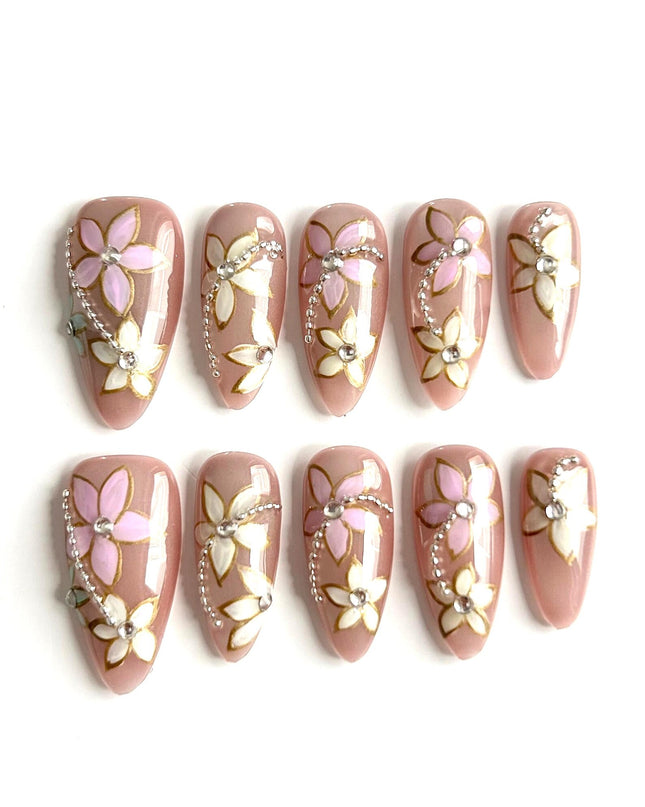 Crystal Bloom Press-On Nails