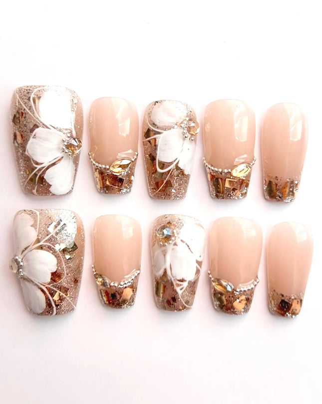 Gilded Bloom Press On Nails