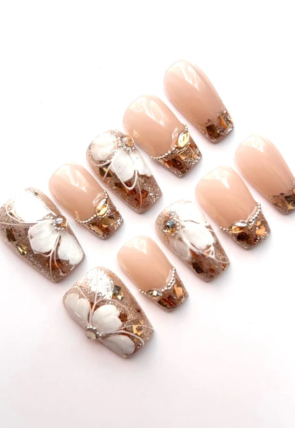 Gilded Bloom Press On Nails