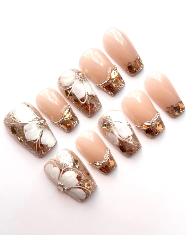 Gilded Bloom Press On Nails