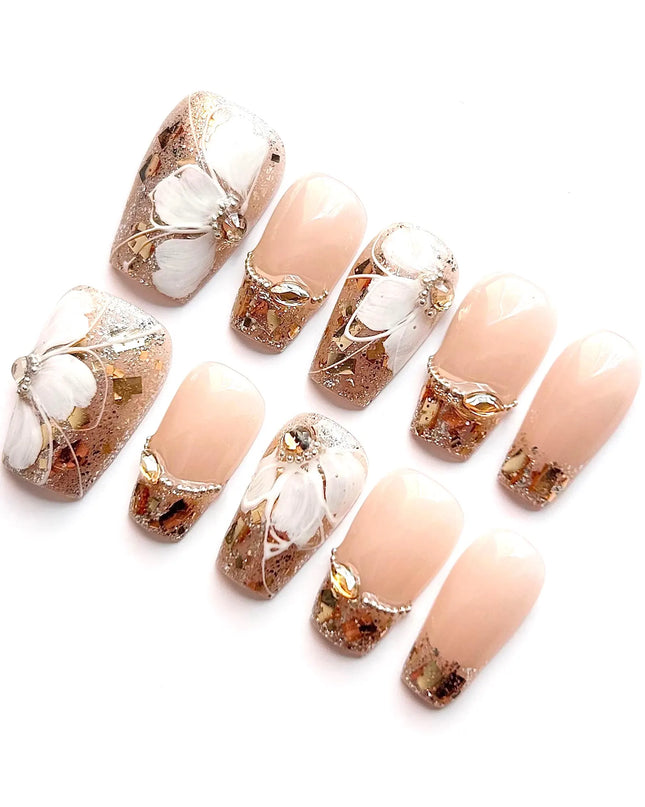 Gilded Bloom Press On Nails