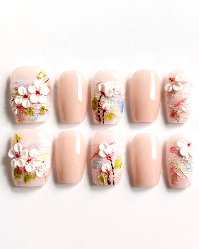 3D Blossom Press-On Nails