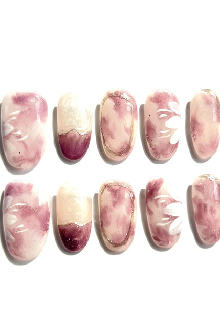 Purple Marble Press-On Nails