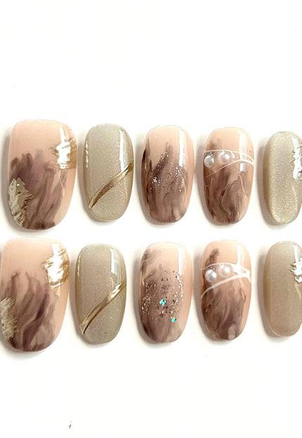 Mauve Swirl Press-On Nails