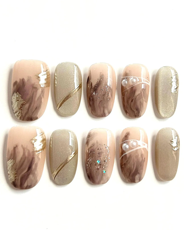 Mauve Swirl Press-On Nails