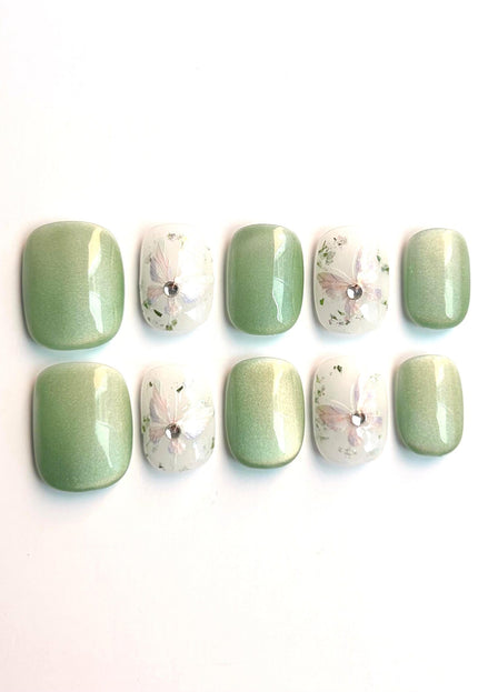 Sage Blossom Press-On Nails