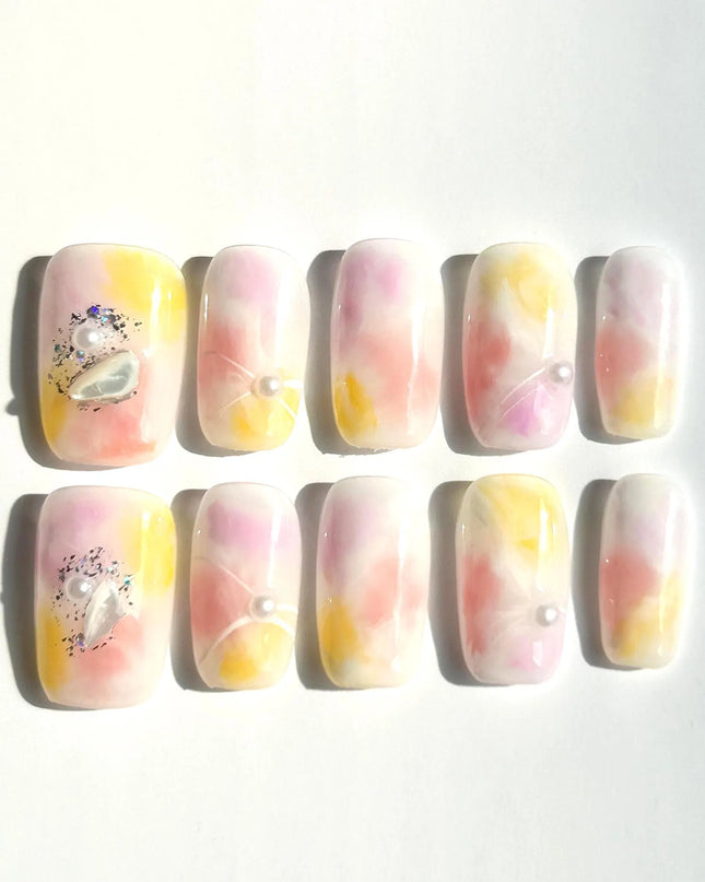 Pastel Cloud Pearl Press-On Nails