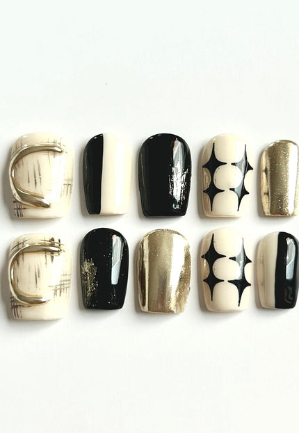 Black Gold Press On Nails