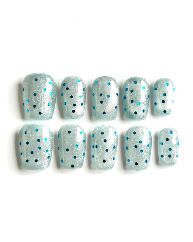 Blue Frost Press On Nails