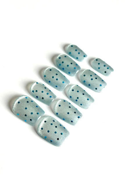 Blue Frost Press On Nails